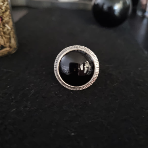 Chunky Black Onyx Ring Size 6 / L